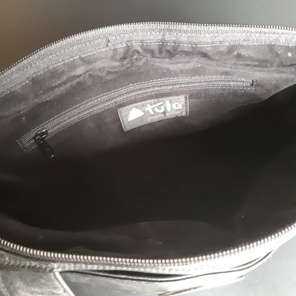 Tula Black Leather Shoulder Bag Purse 8 x 11.5 x 3 inches - Picture 10 of 16